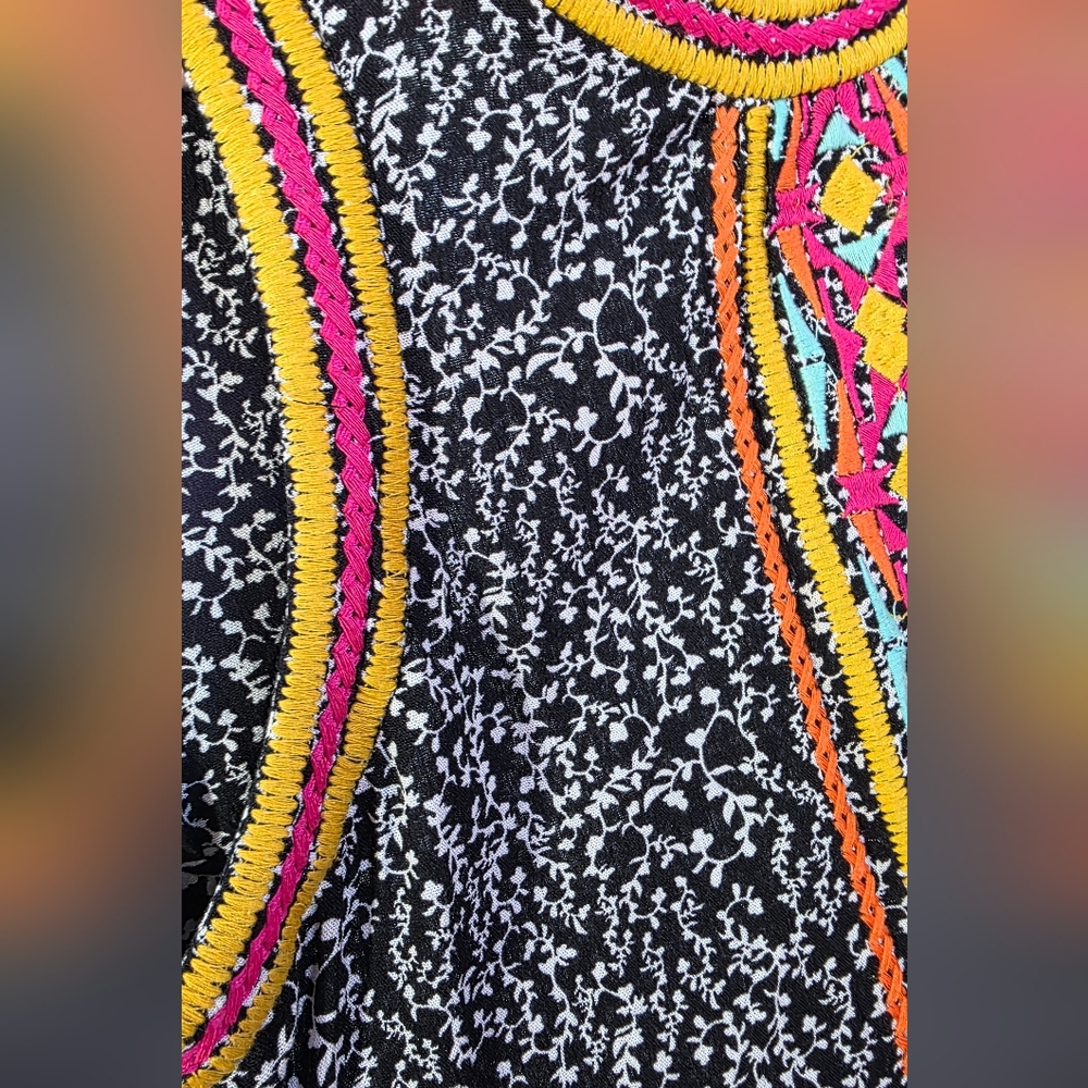 THML Anthropologie Boho Colorful Embroidery Top Tank Sz XS - Picture 7 of 10